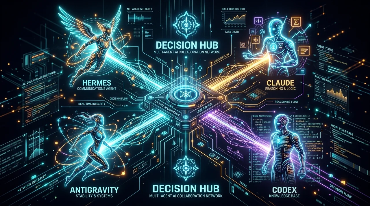 Agents connected through a central decision hub